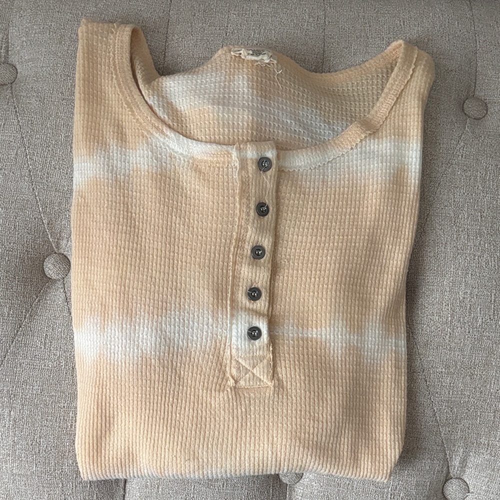 Billabong Tan and White Long Sleeve Henley
